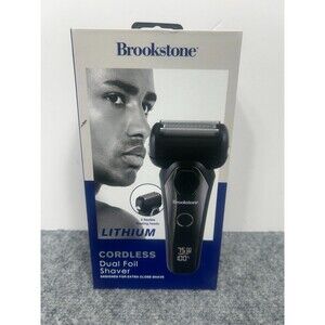 BROOKSTONE Rechargeable LITHIUM ipx5 Waterproof DUAL FOIL SHAVER Extra Close